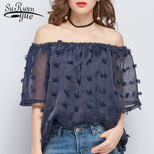 2020 summer sexy slash neck women's clothing fashion short sleeve navy blue women blouse shirt sweet women's tops blusas D734 30 2024 - buy cheap