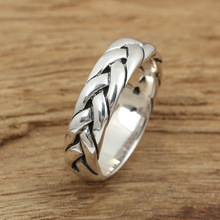 FNJ-Anillo de cuerda de plata 925 para hombre y mujer, joyería de moda, anillos de plata de ley S925, talla 7,75-11 2024 - compra barato