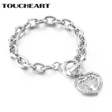 TOUCHEART Heart Pattern Tree Of Life Cuff Bracelets Bangles Charms For  Women Silver Jewelry Stainless Steel Bracelets SBR180154 2024 - buy cheap