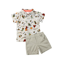 Children Boys Sets Summer Kids Baby Boy Formal Suit Cartoon Sheep Print T Shirt+Shorts Pants Boys Tracksuit Outfits Clothes 2024 - купить недорого