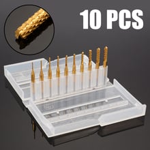 10pcs 0.8-3.175mm PCB Drill Bits Titanium Plating Milling Cutter CNC End Mill Practical Engraving Tool Set 2024 - buy cheap