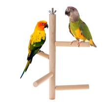 Perca de papagaio com 4 camadas de estágios, brinquedo, madeira natural, escada rotativa, gaiola para pássaros, paraquedas 2024 - compre barato