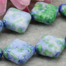 14mm Fashion Riverstones Rain Flower Rainbow Stones Gems Diagonal Square Loose DIY Beads Crafts Girls Jewelry making Accessories 2024 - buy cheap