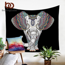 BeddingOutlet Elephant Tapestry Bohemian Black Decorative Wall Hanging Exotic Bedspreads Mandala Boho Sheets 130x150cm 2024 - buy cheap