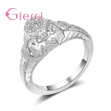 Elegante na moda casamento nupcial jóias clássico branco redondo anel de cristal para mulher 925 prata esterlina zircon cúbico anel 2024 - compre barato