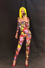 2020 Women New 3D Printing Monroe Smile Sexy Stage Jumpsuit Costume Celebrate Nightclub Party Singer Dancer Performance Stage 2024 - buy cheap