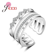 Alicate de anel de prata esterlina 925 explosão, 4 fileiras, cristal, zircônia, joia, festa de casamento, presentes de natal 2024 - compre barato