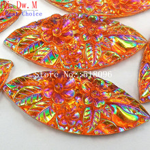 BIG Surprise Orange Multicolor Resin 19x48mm Rhinestones Navette Stones and Crystals Strass Crystal For Sewing Wedding Dresses 2024 - buy cheap
