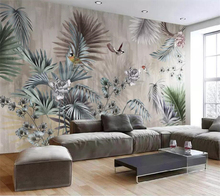 Beibehang-papel tapiz 3d personalizado, sala de estar mural para, planta nórdica, hojas, retro, TV, fondo, pintura de pared, decoración del hogar 2024 - compra barato
