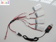 Ewellsold 4pcs 3.7v 500mah Li-polymer battery +USB cable charger for X5C X5 X5SC R/C helicopter R/C Quadcopter battery 2024 - buy cheap