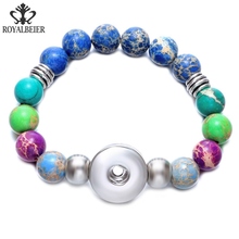 Multi Color Emperor Stone Stretched Beaded Snap Bracelet Beads Bracelet Fit 18mm Snap Button 20mm Snap Jewelry SZ0489 2024 - compra barato