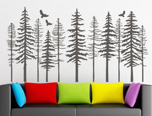 Adesivo de parede pinheiro grande lr73, parede de árvore, decoração moderna da natureza, silhueta de pinheiro, decoração para sala de estar 2024 - compre barato