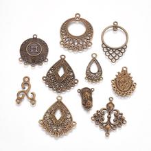 Componentes de lustre de estilo tibetano, conectores de formas mistas, bronze antigo, para fazer joias, materiais de artesanato, 100 peça 2024 - compre barato