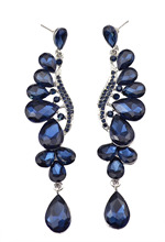 Luxcy Brincos-pendientes de pavo real de cristal austriaco para mujer, aretes largos con borlas, diamantes de imitación azules, para novia y boda 2024 - compra barato