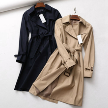 Classic Khaki Double-breasted Belt Long Trench Womens Cotton Blend  High Fashion Slim Back Split Long Trench Coat & Outerwear 2024 - buy cheap