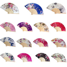 Vintage Bamboo Folding Hand Held Flower Fan Chinese Dance Party Pocket Gifts Wedding Colorful Dropshipping @A 2024 - buy cheap