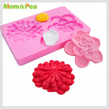 Mom & Pea-molde de silicona en forma de flores para decoración de tartas, Fondant, 3D, grado alimenticio, MPA1902 2024 - compra barato
