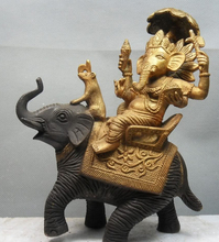 Estatua de bronce de elefante de 9 pulgadas, bronce tibetano dorado, de la India, Ganesha, Lord Ganesha, S1691, Envío Gratis 2024 - compra barato