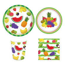 Fruit Theme Birthday Party Favors Cartoon Strawberry Watermelon Disposable Tableware Sets Party Plates Napkins Cups Decorations 2024 - buy cheap