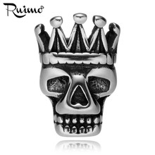 RUIMO 316L Stainless steel Crown Skull Beads 2mm Small Hole Size Charm Spacer Beads for Jewelry Making Men Bracelet DIY Beads 2024 - buy cheap