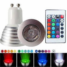 High luming GU10 3W 16 Colors Changing RGB LED SpotLight RGB LED Bulb AC110V/220V Spotlight with 24key Remote Control 2024 - buy cheap