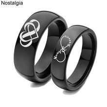 Nostalgia Infinity Always Love Heart Couple Rings Black Titanium Wedding Band Promise Rings For Couples 2024 - buy cheap