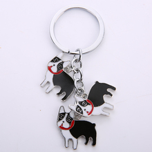 Cute English Bulldog pet dog pendant key chains for men women bag charm car keychain key ring holder Lovely Gift Jewelry 2024 - buy cheap