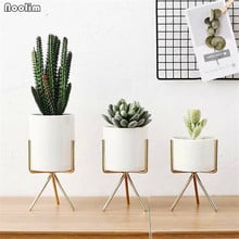 NOOLIM Nordic Style Ceramic Vase with Iron Holder Minimalism Flower Vase Home Decoration Plant Flowerpot For Cafe Living Room 2024 - buy cheap