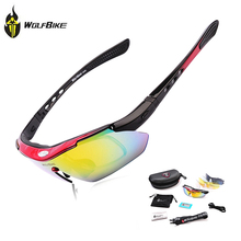 Wolf bike óculos de sol com 5 lentes e polarizado, masculino esportivo para ciclismo, bicicleta, dirigir e esqui, vermelho 2024 - compre barato