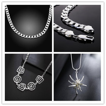 Wholesale , Charms silver color necklace jewelry crystal Men women lady fashion Wedding pendant necklace jewelry JSHN350 2024 - buy cheap