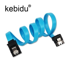 Kebidu-Cable SATA 3 azul de 50cm, Cable SATA de ángulo de 90 grados, 6 GB/s, Cable SATA 3,0 para SDD HDD 2024 - compra barato