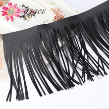 3m/Lot 15cm Suede Black PU Leather Tassels Fringe Trim For Diy Necklace Lace Skirt Clothes Latin Dance Dress Crafts Accessories 2024 - buy cheap
