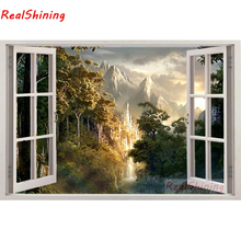 5D Diy Diamond Painting Cross Stitch full Square Diamond Embroidery Forest castle Window for room Decor H1123 2024 - buy cheap