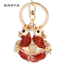 EASYA Porte Clef Chain Llaveros Classic Chinese Style Double-fish Keychain Car Bag Ornaments Pendants Ring Factory Wholesale 2024 - buy cheap