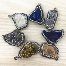 Rhinestone Irregular Natural Stone Pendants Pendulum Crystal Druzys Drusy Pendants Sparkling Pendant Necklace for Jewelry Making 2024 - buy cheap