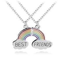 Trendy Best Friends Pendant Necklace Rainbow Necklace For Women Silver Chain BFF Friendship Jewelry 2024 - buy cheap