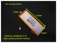 3.7V 7600mAH 8055125 polymer lithium ion / Li-ion battery for POWER BANK;tablet pc,GPS,E-BOOK 2024 - buy cheap