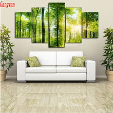 5 peças, 5d diy diamante bordado sol árvore paisagem, ponto cruz pintura de diamante, imagem de mosaico de diamante de decoração de strass 2024 - compre barato