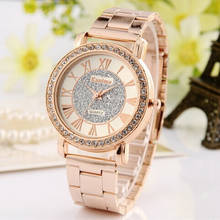 Reloj Mujer New Brand Watch Women Luxury Roman numerals Quartz Watches Fashion Rhinestone Dress Stainless Steel Wristwatch Rose 2024 - buy cheap