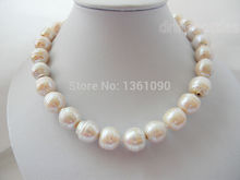 000243 17'' 15MM White Reborn Round Freshwater Pearl Necklace AAA 2024 - buy cheap