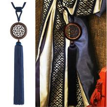 Chinese 2Pcs/pair Wood Curtain Tiebacks Long Tassel Fringe Brush Ropes Straps Buckle Curtain Holder Accessories Tieback Hook 2024 - buy cheap