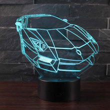 Супер спортивный автомобиль тема 3D лампа LED ночник 7 цветов Изменение сенсорного настроения лампа Рождественский подарок Прямая поставка 2024 - купить недорого