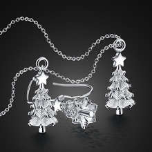 DEALS Christmas Classic 925 Sterling Silver Christmas tree pendant Necklaces/earrings Tree of Life for Women Fine Jewelry gift 2024 - buy cheap