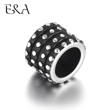4pcs Stainless Steel 8mm Large Hole Beads Dots Black Cylinder Slide Bead for Leather Bracelet Spacer Jewelry Making DIY Supplies 2024 - buy cheap