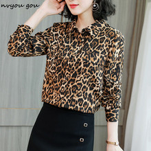 nvyou gou Women Leopard Print Blouses Long Sleeve Chiffon Shirt 2019 Spring New  Office Lady Turn Down Collar Casual Wear Tops 2024 - buy cheap