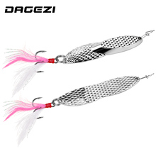 DAGEZI Metal Spoon Fishing Lure 19g Silver Sequins Hard Baits For Bass Fishing Tackle With Feather Treble Hook Pesca 2024 - buy cheap