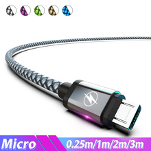 1/2/3 метра Micro USB зарядный кабель 25 см короткий Micro USB кабель нейлоновый длинный кабель для Huawei Honor P9 Lite 8x Max P10 Lite Y9 7c 7x 2024 - купить недорого