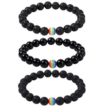 8mm cuentas de Arcoiris pulsera orgullo piedra Strand pulseras de pareja de hombre mujer hecho a mano de joyería de oración del Mantra pulsera 2024 - compra barato