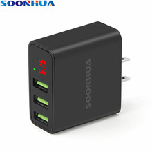 Soonhua colorido pc 3 porta usb universal carregador de carregamento rápido led indicador adaptador com ue eua plug para iphone samsung s6 borda 2024 - compre barato