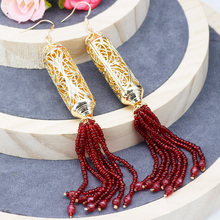 SUNSPICEMS Morocco Long Bead Tassels Earrings For Women Ethnic Wedding Jewelry Gold Color Drop Earrings Bridal Gift Wholesale 2024 - buy cheap